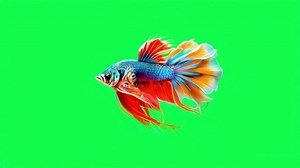 Download Animation red crowntail betta fish on green screen. for free