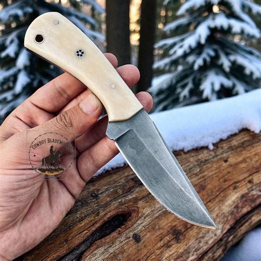 Rugged Hand Forged Cowboy Knife Set With Leather Sheath - Ready for the Frontier - Etsy
