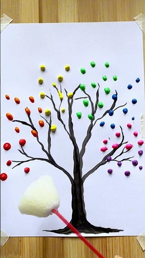 Colorful Tree 🌈 | Easy Technique to Painting 😱| Tree Painting Ideas #art #acrylicpainting #shorts