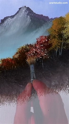 Autumn Mountain Cabin 🍂 Peaceful Acrylic Landscape #acrylicart #autumnpainting