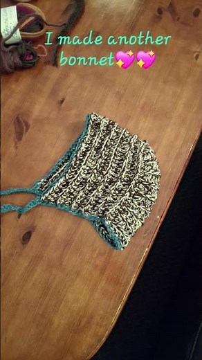 I made another bonnet💖💖 #crochet #yarn #crochetbonnet