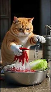 Ep 9“Fat Orange Cat Cooks 3 Easy Dishes with Steamed Buns | Cute Cat Cooking” #catcooking #aicatcook