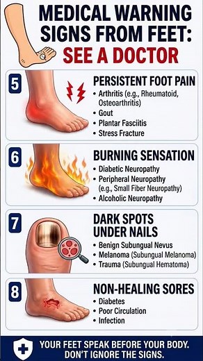 Swollen ankles, burning soles, dark spots under toenails can be a dangerous #toe #age #feet