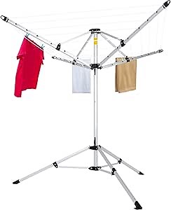 Amazon.com: JS HANGER Drying Natural Clothes Airer Outdoor Portable 4-arm Aluminum Drying Rack w/Ground Stake, Carry Bag, 28-Lines with 65 ft. Umbrella Clothesline : Home & Kitchen