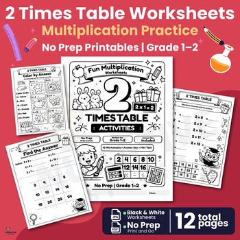 2Times Table Worksheets. Multiplication Practice. No Prep Printables | Grade1-2