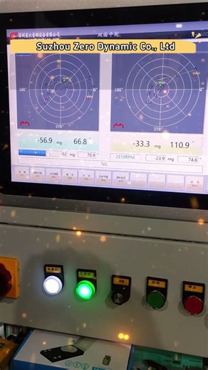 Dynamic balance test for compressor rotor with impeller - Zero Dynamic.