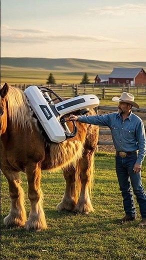 Giant Robot Brushes a Horse!