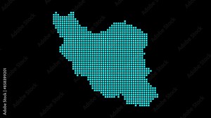Iran digital map. Map of Iran in dotted style. Shape of the country filled with rectangles. Elegant video. Stock Video
