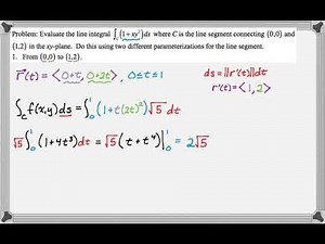 Scalar Line Integral over Line Segment in Two Directions (Notes 8, pg.1, #1 & #2)