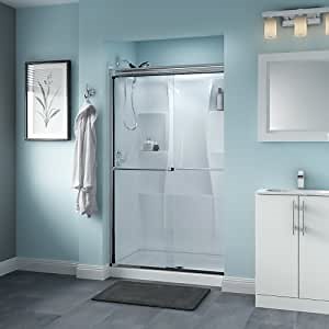 Delta Shower Doors SD3276445 Linden Semi-Frameless Traditional Sliding Shower Door 48in.x70in, Chrome Track