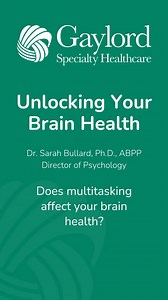 We’ve all tried it – multitasking feels like a productivity boost, but it actually hurts your productivity and strains your brain. Hear from Dr. Sarah Bullard, ABPP, as she shares expert tips on avoiding burnout, managing stress, and keeping your brain sharp as you age! #AlzheimersAwarenessMonth #brainhealthtips #multitasking #brainhealth | Gaylord Specialty Healthcare