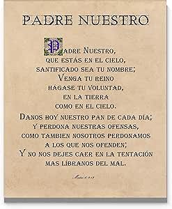 Padre Nuestro, The Lords Prayer Spanish Wall Decor, 11"x14" Unframed Print - Beautiful Wall Art Version of the Our Father, Christian Inspirational Room Wall Decor for any Home, Office or Classroom