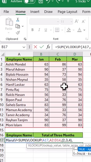 Vlookup with Sum Formula in Excel #excelbangla #vlookup #Sumformula #vlookupformula #reels #shorts #reelsviral | Tech With Sumon