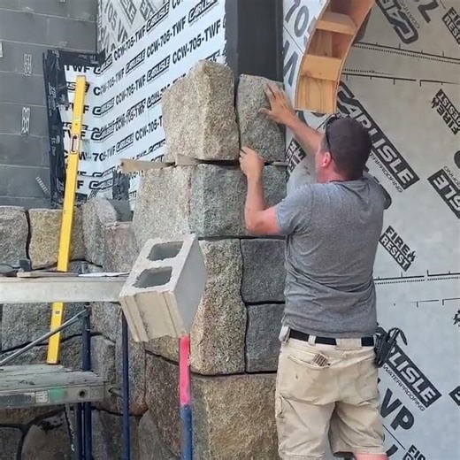 North shore. Continuing cape ann granite install. Most of the veneer is 6” plus thick.