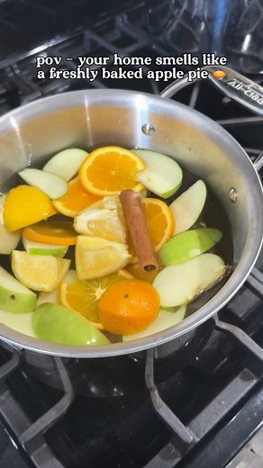 Nothing says cozy fall like an apple pie simmer pot 🍎✨ All you need: 1 apple, 1 orange, ½ lemon, 2 cinnamon sticks, 1 tsp cinnamon, 1 tsp cloves, and 1 tsp vanilla. Let it simmer on low and make your home smell like fall in a pot 🍁 | Eb n Flo Yoga