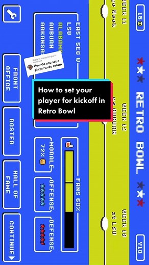How to Set Your Player for Kickoff in Retro Bowl