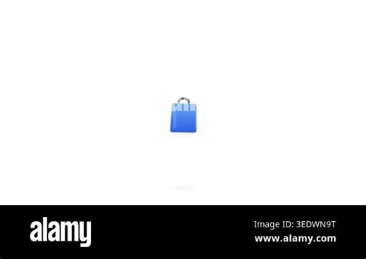 3D animated blue shopping bag floating on a white background, minimal retail and ecommerce icon, simple commercial animation Stock Video Footage - Alamy