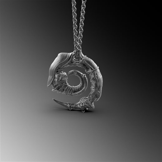 Sterling Silver Alien Swarm Pendant, Xenomorph Necklace - Etsy UK