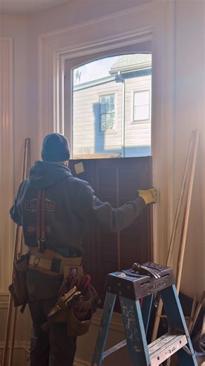 Replacing historic windows isn’t just a basic swap, it’s a detailed process of removing old hardware, correcting decades of settling, insulating every gap, and finishing with clean trim work. Here at Chapman, we know how to upgrade these windows the right way🤝 Final reveal at the end! #westchesterpa #oldbuilding #historichome #windowinstallation #exteriorrenovation | Chapman Windows Doors & Siding