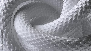 looping 3d animation. Abstract white background of knotted albino snake moving endlessly. Video of dragon scales texture motion