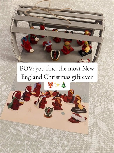My sister just bought her first home in New England and I wanted to find her something that felt meaningful, festive and truly unique! 🦞✨❤️ This lobster nativity scene is such a beautiful nod to New England tradition while still feeling cozy and elevated for the holidays. 🎄Hand painted, moveable pieces and even a lobster trap for storage make this such a special housewarming and Christmas gift. 🎁 Coastal Christmas decor at its finest! ❤️ Linked in my bio 🦞 #newenglandchristmas #coastalchrist