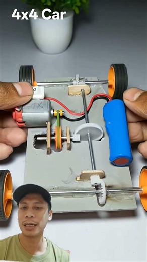 DIY 4WD Car Build Using DC Motors #experiment #dcmotor #miniproject #dcmotorproject