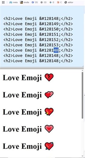 HTML Love Emoji Example 9 #htmlemoji #htmltutorial #htmlelements