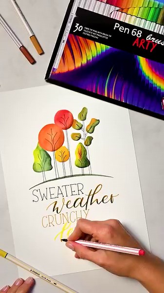 9.8K views · 16 reactions | Autumn leaves and handlettered dreams – What's your favorite way to savor the fall season? ​ ️ : STABILO Pen 68 brush & STABILO SENSOR ​ : https://www.instagram.com/marion_kaiser_art/ | STABILO | Facebook