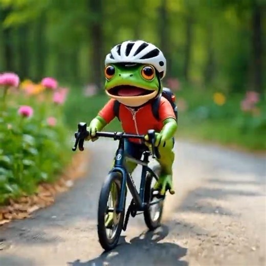 Cute Frog Cycling – Oops! He Fell #shorts
