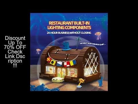 Spongebob Cartoon Krusty Krab Restaurant Building Blocks Creative Canteen Scenes Model Bricks Deskto