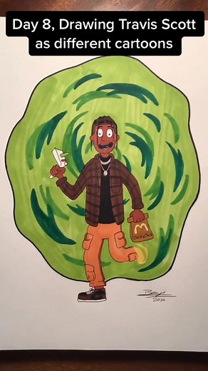 Day 8, Drawing Travis Scott as different cartoons #art #fyp #travisscott #drawing