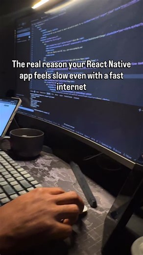 Dr Ikenna Emeruche | SWE | HealthTech on Instagram: "Why your React Native app feels slow even with fast internet Most slow apps aren’t caused by bad network speeds. They’re caused by what the app is doing after the request is made. Follow @cole_ruche for more breakdowns like this Common reasons your React Native app feels laggy: • Too many API calls – the app keeps asking the server for small bits of data instead of batching requests • Large bundle size – users download more JavaScript than the