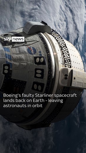 115K views · 1K reactions | Boeing's faulty Starliner spacecraft lands back on Earth - leaving astronauts in orbit. Astronauts Butch Wilmore and Suni Williams should have returned but are staying in space after NASA decided not to risk having them on board. | Sky News | Facebook