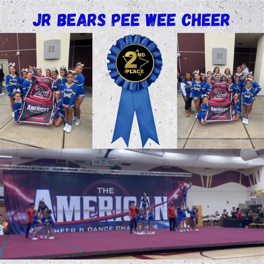 Congratulations to our Pee Wee cheer squad they placed 2nd today and left it all out on the mat!!! Great job girls and coaches. | Jr. Bears Football and Cheer