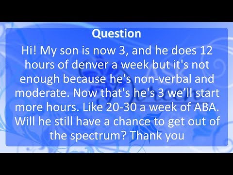 Autism Recovery using the Early Start Denver Model