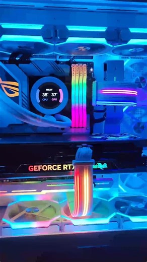 T-1000 White Gaming PC with NZXT H9, Lain Li Strimer cables, and Fans Asus ROG Strix Motherboard
