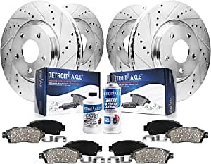 Detroit Axle - Brake Kit for Ford Explorer Flex Police Interceptor Sedan Drilled & Slotted Brake Rotors and Ceramic Brakes Pads Replacement: 13.86" inch Front & 13.58" inch Rear Rotors