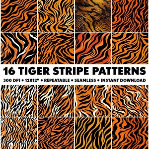 16 Tiger Stripe Patterns Animal Seamless Patterns Nature Repeatable Tiger Pattern Endless Tigress Pattern Infinite Tiger Design Cat Seamless - Etsy