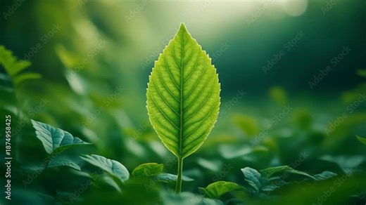Green Leaf Budding In Sunlit Forest Undergrowth In Springtime
