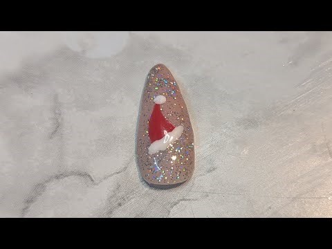 Santa hat nail sticker tutorial