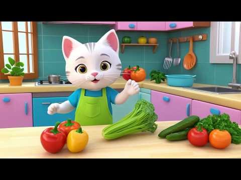 Kitty Washing Vegetables in the Kitchen 🐱🥬 | Funny and Fun Kids Nursery Rhyme Animation