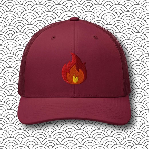 Fire Embroidered Trucker Cap: Fire Trucker Cap, Embroidered Hat, Adjustable Cap, Summer Fashion, Breathable Fabric - Etsy