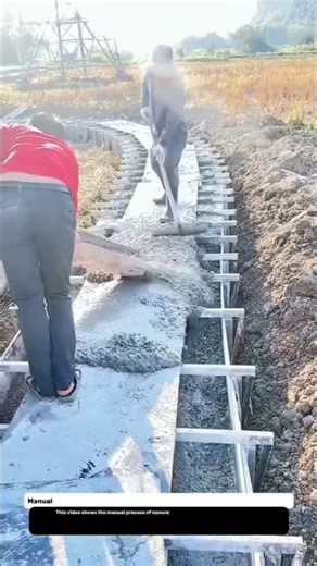 Manual Concrete Road Pouring Process – Real Field Construction Technique.