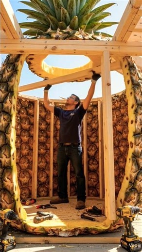 I Built a SECRET HOUSE Inside a Giant Pineapple #ai #satisfying #asmr
