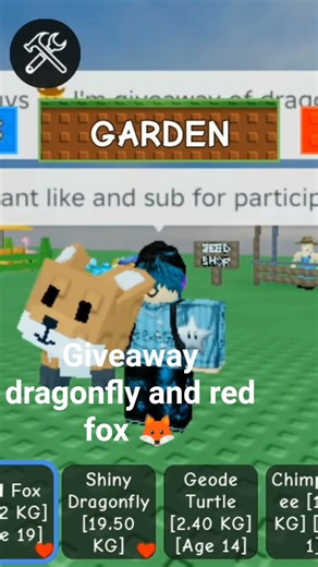 Giveaway of dragonfly and red fox 🦊#roblox gag