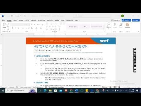 Shelly Cashman Word 2019 | Module 6 End of Module Project 1 | Historic Planning Commission