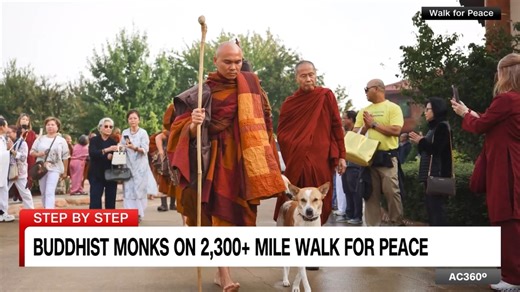 Meet the Buddhist monks on a pilgrimage for peace from Texas to Washington, D.C., who are inspiring thousands along their journey. | Anderson Cooper 360