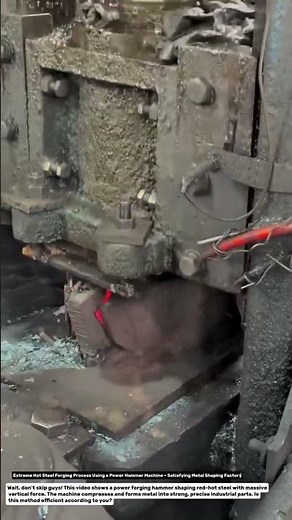 Extreme Hot Steel Forging Process Using a Power Hammer Machine – Satisfying Metal Shaping Factory.