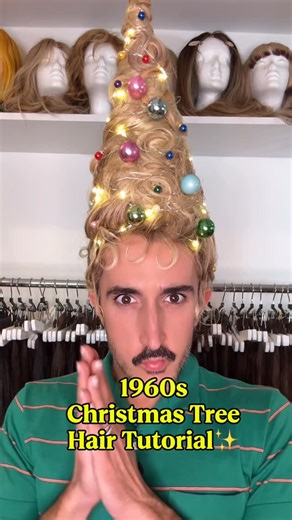 Clayton Hawkins on Instagram: "CHRISTMAS TREE HAIR 🎄🎄🎄🎄🎄🎄 shoutout @sexyhair for holding this beast up! #christmastreehair #hairstylisthumor #grinchmas #wigs #lacefront"