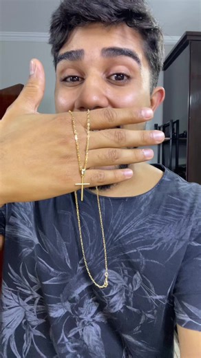 Colar com cordão tipo tijolinho com pingente de cruz masculino! #colar #colarmasculino #correntemasculina